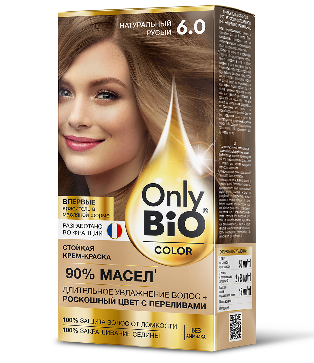 картинка Only Bio Стойкая крем-краска для волос Тон 6.0 Натуральный русый