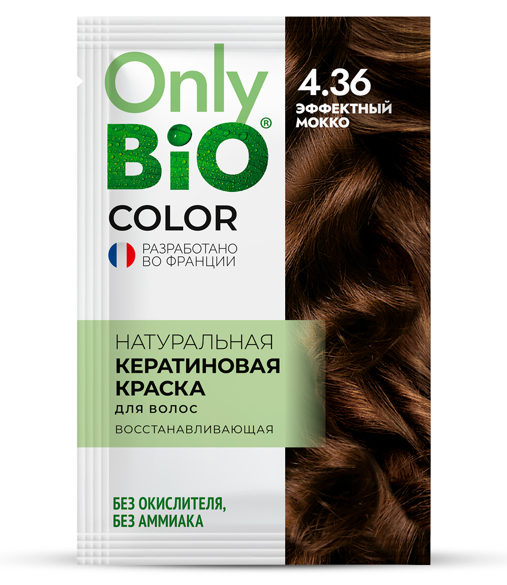 картинка Only Bio Стойкая крем-краска для волос Кератиновая, тон 4.36 Эффектный мокко