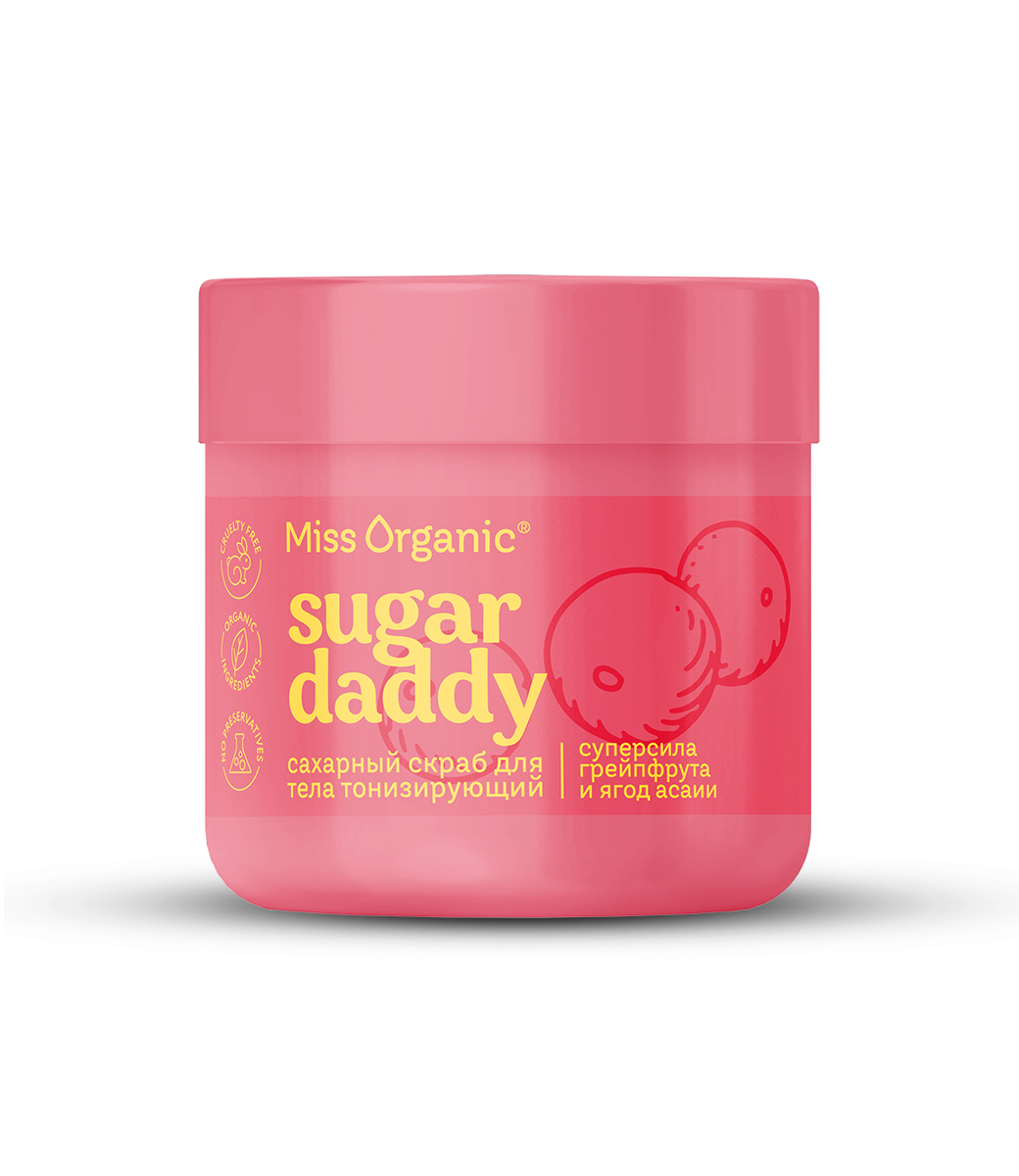 картинка Miss Organic сахарный скраб для тела Тонизирующий Sugar daddy