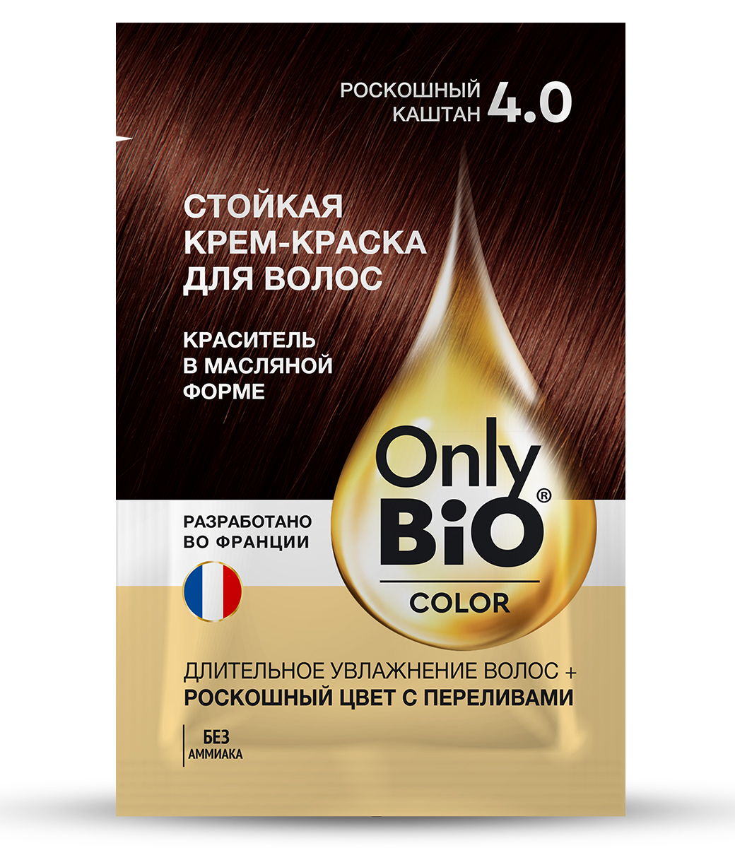 картинка Only Bio Стойкая крем-краска для волос Тон 4.0 Роскошный каштан