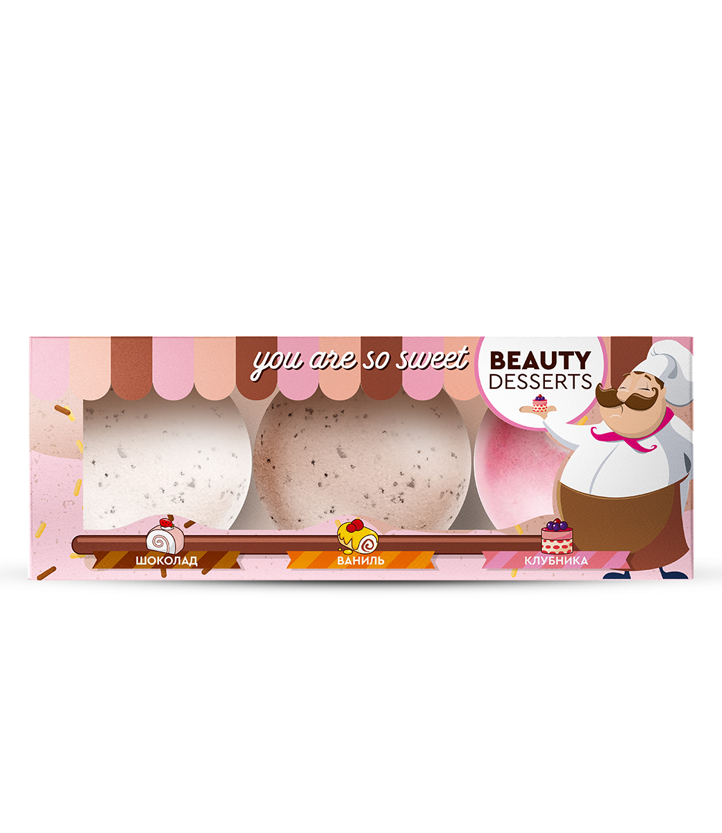 картинка Beauty Desserts косметический набор шипучих бомбочек для ванны You are so sweet