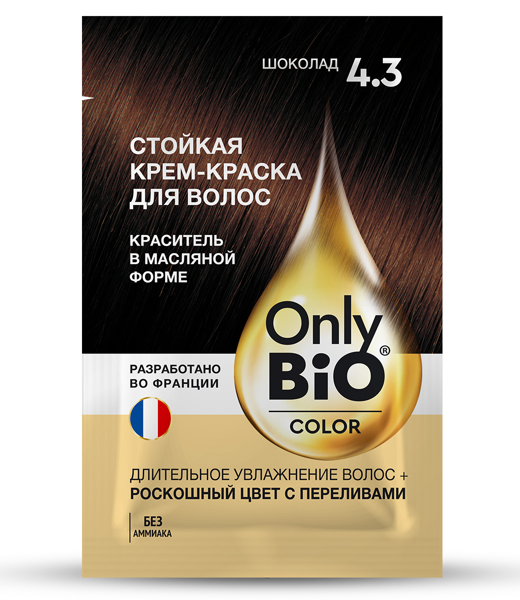 картинка Only Bio Стойкая крем-краска для волос Тон 4.3 Шоколад