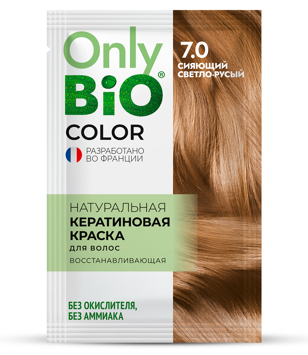 картинка Only Bio Стойкая крем-краска для волос Кератиновая, тон 7.0 Сияющий светло-русый