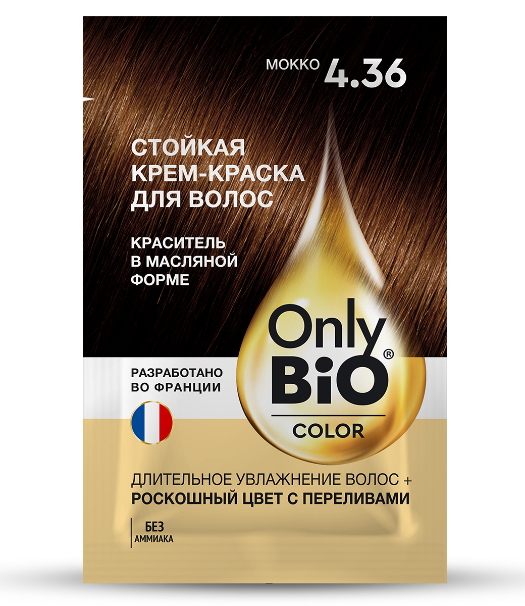 картинка Only Bio Стойкая крем-краска для волос Тон 4.36 Мокко