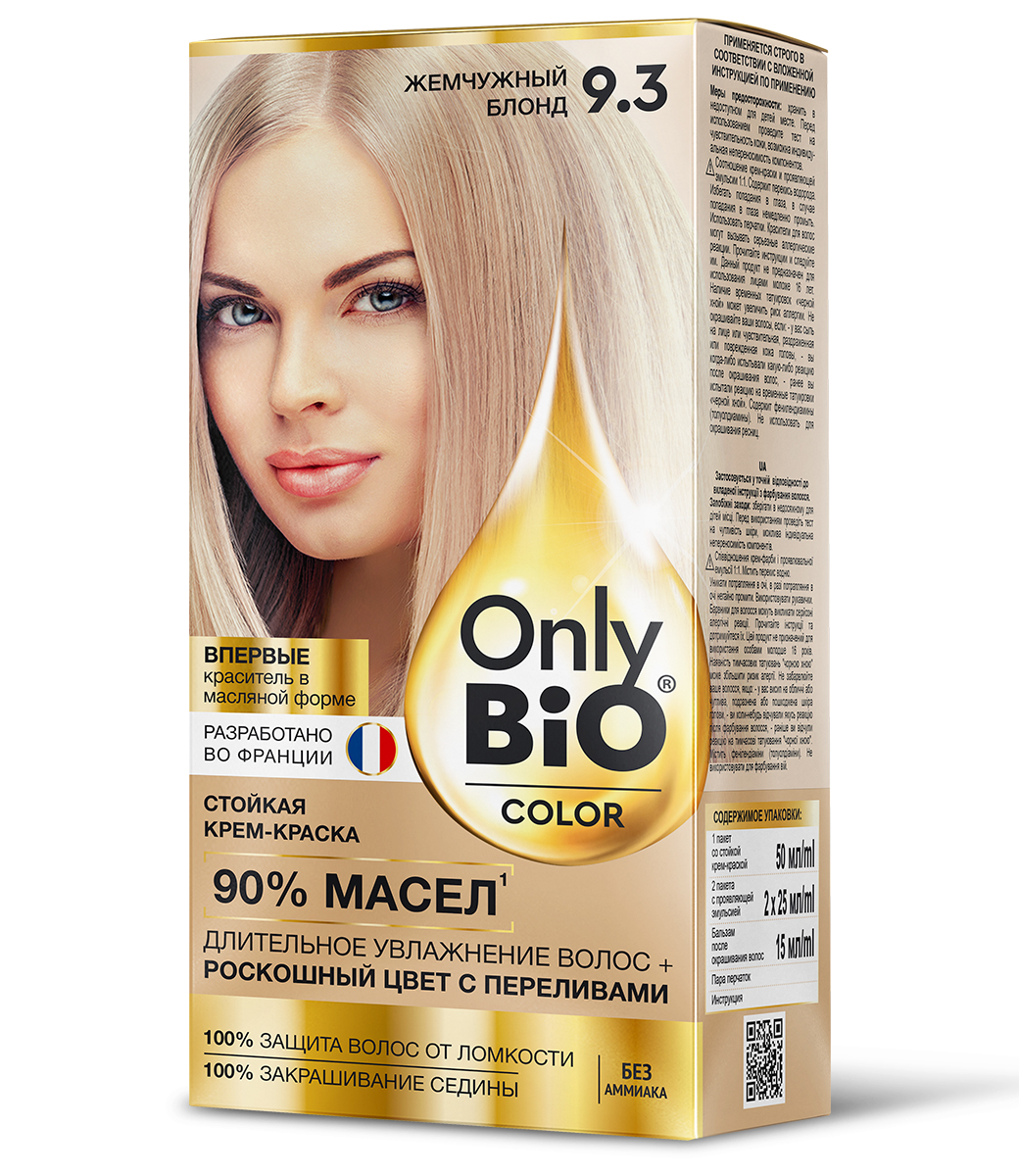 картинка Only Bio Стойкая крем-краска для волос Тон 9.3 Жемчужный блонд