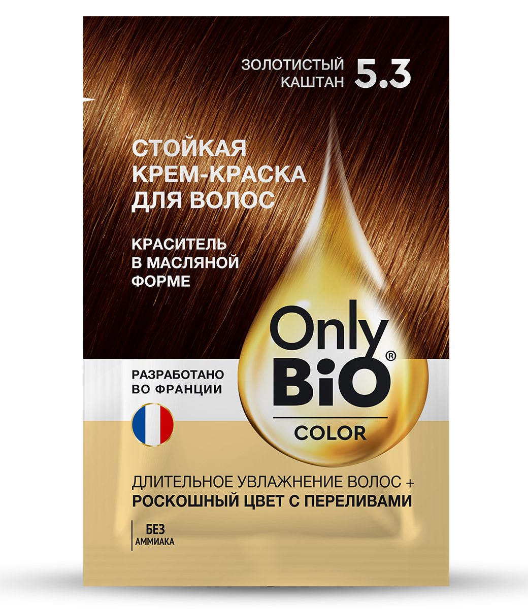 картинка Only Bio Стойкая крем-краска для волос Тон 5.3 Золотистый каштан