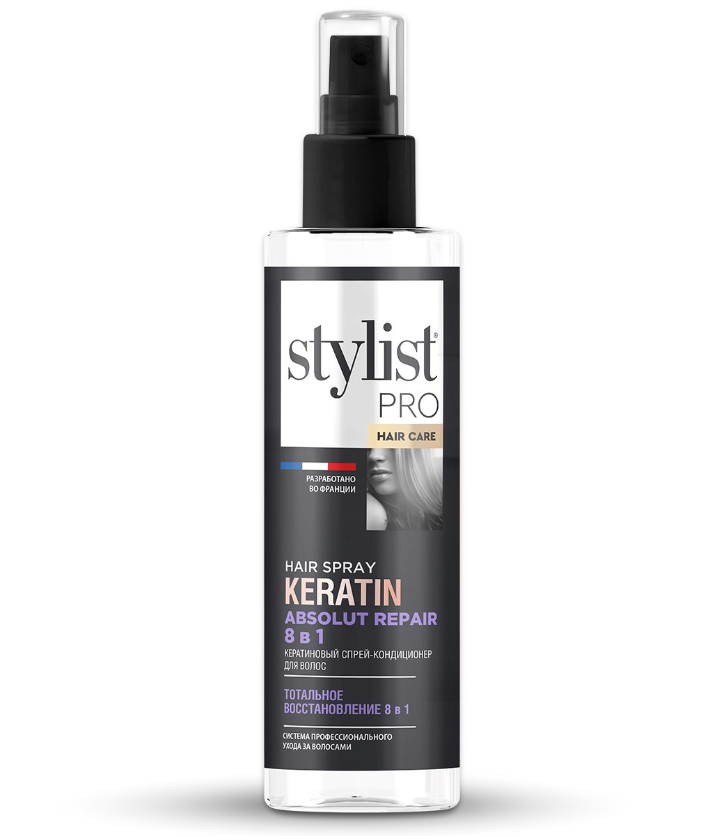 картинка Stylist Pro Hair Care Кератиновый спрей-кондиционер для волос Однофазный тотальное восстановление 8 в 1